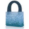 Gets Mini borsetta da donna in acrilico con perline, fatta a mano, con perline blu trasparenti, per matrimoni, spiaggia, feste, Blu, Medium