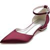 OTMYIGO Décolleté da Donna Décolleté Décolleté in Raso di Seta Punta a Punta con Strass Cristallo Scarpe con Tacco Alto Slip On Donna Décolleté da Sposa Sandalo da Festa,Wine Red,39 EU