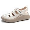 Dajingkj Sandali da donna estivi in pelle Everyday vera pelle Loafer per ragazze velcro sandali da spiaggia, beige., 38 EU