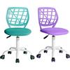 FurnitureR 2pcs Home Office Chair, Ergonomic Regolabile Height Swivel Rolling, Sedia Computer per la casa, L'Ufficio e Lo Studio, Metallo, Viola Turchese, 38.5CM x40CM x75-87CM