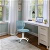 FurnitureR Sedia da ufficio per adolescenti, moderna, blu Morandi, altezza regolabile, girevole a 360, metallo, per ufficio e sala studio, 40,5 x 44 x 87 cm