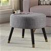 BAKAJI Sgabello Pouf Struttura in Legno e Rivestimento in Tessuto Lino Colore Grigio, Poggiapiedi con Gambe da 24.5 cm, Sgabello Robusto con Comoda Imbottitura Ideale per Arredamento Casa e Ufficio