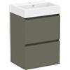 Baikal Mobile da bagno Mini. Mobile montato. 2 cassetti sospesi con lavandino. Armadio da bagno. Lavabo Ceramico. 45 cm verde muschio.
