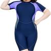 POOSR Costumi da Bagno da Donna Taglie Forti 4XL-6XL Manica da Surf Mute da Sub Zip Posteriore Muta da Bagno per Adulti,Blu,5XL