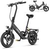 HillMiles MTB Bicicletta elettrica HillMiles Mile 1, batteria 36 V 10.4 AH, pneumatico 14'*2.0', velocità 25 km/h e autonomia 40-65 km Bicicletta elettrica per spostamenti urbani, IP65 impermeabile (Nero.)