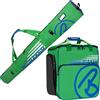 Brubaker Borsa Porta Scarponi con Scomparto Casco et Sacca da Sci Colore Verde/Blu 190 cm