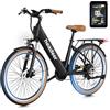 OneSportWay HEADEER BD26195 Bici Elettrica Per Adulti Da 26, Batteria Rimovibile 48V 11.5Ah, Autonomia 80KM (PAS), Bicicletta Elettrica Donna con 7 Velocità, Display a Colori & Forcella Ammortizzata con Blocco