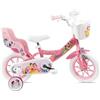 Denver Bike Bicicletta Bambina 12 Pollici Licensed Princess 2-4 Anni, Rotelle Removibili, Freno Anteriore Caliper, Telaio Acciaio, Ruote EVA Antiforatura, Trombetta e Portabambola