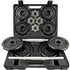 ScSPORTS® - Set di manubri Corti con Valigetta, 20 kg, 2 manubri da 30 mm e 8 Dischi (4 da 2,5 kg e 4 da 1,25 kg), manubri in Acciaio e Pesi in ghisa