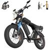 Aairsk X5 - Bicicletta elettrica per adulti, 20 x 4, con pneumatici grassi, con portata di 80 km e batteria rimovibile da 48 V, 15 Ah, motore da 250 W, 25 km/h, con borsa da ciclismo, per adolescenti