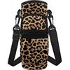 HUGS IDEA Borsa a tracolla con tracolla regolabile e 2 tasche per bottiglie d'acqua, Marrone leopardato., Taglia unica, Zaino bici