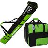 Brubaker Borsa Porta Scarponi 'Super Function 2.0' con Scomparto Casco et Sacca da Sci 'Carver PRO 2.0' Colore Nero Verde 170 cm