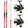 Kolpo kit da pesca con 2 canne da viaggio ingombro ridotto 1.2 mt + 2 mulinelli con filo adatte alla pesca in mare lago e dalla barca