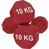 EGLEMTEK Manubri Coppia Di Pesi Vinile Antiscivolo Manubrio Palestra Fitness Body Building Esercizi Casa Impugnatura Antiscivolo Colore Rosso Confezione 2 Pezzi x 10 Kg