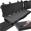 tectake® Custodia Porta Fucile - 113,5 x 41 x 16 cm - Custodia Rigida per Armi e Accessori, 4 Chiusure a Scatto, 3 Inserti in Espanso Estraibili, Maniglie, Rotelle per Trasporto