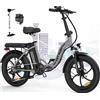 HITWAY Bicicletta Elettrica Pieghevole 20/' Fat Tire Bici Elettrica Mountain Bike Adulto,Batteria 36V/11,2 Ah,250W Motore,Shimano 7 Velocità,Autonomia 35-90km,City Uomo Donna, New-Legal-Argento