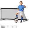COSTWAY Porta da Calcio per Bambini in Metallo con Rete, Porta da Calcio Pieghevole e Facile da Montare con 4 Picchetti per Cortile, Spiaggia e Giardino per Bambini 6+ Anni (120 x 57 x 60 cm)