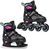 CROXER Optima 2in1 Pattini da ghiaccio Pattini in linea Inline Skates per bambin e adulti regolabili (Mint/Pink, 35-38 (21cm-23cm))