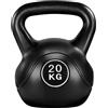 Soberine Kettlebell per Sport Fitness Palestra in HDPE e Cemento con Maniglia Ergonomica Antiscivolo Attrezzo Sportivo da Costruzione Muscolare e Allenamento Di Forza Nero