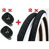 CSM 2 x Copertoni + 2 x Camere d'Aria per Bici Misura 26 x 1 3/8 Colore Bianco/Nero