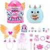 Rainbocorns Eggzania Fairy Mania Uovo Pasquale di ZURU, Peluche 37.7 cm con 35 Sorprese, Slime e Accessori, Regalo Pasqua (Rhino)