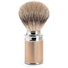 MÜHLE Muhle punta argento tasso Capelli DEPILAZIONE Pennello con oro rosa e Cromato CILINDRO manico