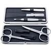 Alpen Set per manicure, 5 pezzi, antiruggine, forbici per cuticole, forbici per unghie, pinzette, spingi unghie, lima per unghie, custodia nera