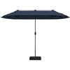 COSTWAY Ombrelloneda Giardino Doppio 400 x 200 cm, Ombrellone Rettangolare con Base, Anti-UV, con Manovella e 12 Stecche, per Giardino Piscina Patio (Blu)