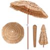KOMFOTTEU Ombrellone da Spiaggia, Parasole Hawaiano in Rafia Pieghevole, Ombrello da Giardino in Paglia Simulata Inclinabile, Altezza Regolabile, Anti UV, per Balcone, senza Base per Ombrellone