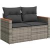 vidaXL Divano da Giardino con Cuscini 2 Posti Grigio in Polyrattan