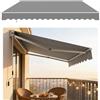 Aufun Tenda da sole manuale con braccio articolato, in alluminio e poliestere, retrattile, con manovella, impermeabile, anti-UV, per balcone, terrazza, esterno (360 x 300 cm, grigio)