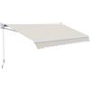 Outsunny Tenda da Sole 3x2 m a Bracci ad Azionamento Manuale in Alluminio e Poliestere per Esterni, Bianco Crema