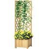 Outsunny Fioriera con griglia in legno Fioriera da esterno per angolo Fioriera rialzata per piante rampicanti in patio terrazza 40x40x145 cm Naturale