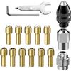 Jyinelx Kit di 16 pinze per mandrino, set multi mandrino per kit di dadi Dremel, set di pinze in ottone da 0,5-3,2 mm, accessorio a cambio rapido compatibile con Dremel (8200 7700 4000 3000)