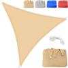 YAOYI Tenda A Vela 2x2x2m Triangolare Vela Ombreggiante HDPE Traspirante, Protezione Raggi UV 95%, per Feste All'aperto in Terrazza Piscina Giardino, con Corda, Beige