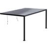 Brigros Estosa - Pergola Addossata Bioclimatica In Alluminio In Varie Misure Con Luci LED A 3 Livelli, Pannello Solare E Telecomando Inclusi, Pergola Da Terrazzo Esterno Resistente (Grigio, 3x4)