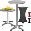 Casaria® Tavolo Alto da Bar 2in1 con Copritavolo Regolabile 70 cm / 115 cm in Alluminio Rotondo Ø60cm Resistente per Giardino Bistro Tavoli da Birreria Feste Ricevimento