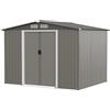 COSTWAY Casetta da Giardino 4,74㎡, Capanno da Esterno in Lamiera Acciaio Zincato Resistente alle Intemperie con 4 Feritoie, Doppie Porte e Rampa, 260 x 207 x 181 cm (Grigio sicuro)