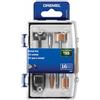 Dremel 734-01 - Kit di accessori per utensili rotanti da taglio in metallo, set da 16 pezzi, include punta per incisione, pietre per smerigliatura e spazzola in acciaio al carbonio