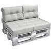 Beautissu Set da 2 cuscini mini per spalliera di divano in pallet ECO Elements 60x40x10-20cm per bancali - grigio chiaro