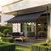 pro.tec Tenda da Sole a Muro con Pali di Supporto Telescopici Installazione Senza Fori Tettuccio Parasole a Manovella e Bracci - 350 x 120 cm (LxP) Grigio