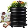 WORMbox | Vermicompostaggio 3 Vassoi Nero + Fioriera per piante + 250g di Vermi Lombrichi / 500 pz. + 1 Cocco | 48 Litri | Compost di Rifiuti Organici Compostiera Vermifuga Lombricompostiera