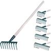 Kadax Rechen realizzato in metallo, rastrello piatto con gambo in legno, scope a foglia per giardino, letto, ginocchia, rastrello da prato, verde, unitŕ da giardino, eurechen, (14 denti)
