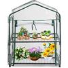 ESTO Serra da Balcone da Giardino, Corpo in Policarbonato e Telo in PVC Trasparente, Adatto per Colture Invernali, Copertura per Piante e Fiori (2 Ripiani)