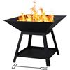 IlGruppone Braciere da Esterno a Legna in Ferro Verniciato a Polvere con Struttura Rialzata e Ripiano Inferiore, Fire Pit Quadrato da Giardino, Resistente alla Ruggine 56x56 cm