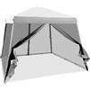 GYMAX Gazebo Pieghevole da Giardino, Altezza Regolabile, con Zanzariera Staccabili, Tetto in Oxford, Palo in Ferro, Tendolone per Eventi da Esterno, per 8-10 Persone, Borsa Trasporto con Ruote