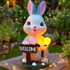 Wlinfetity Incantevole statua a forma di coniglietto a energia solare con LED per tulipano, decorazione da giardino in resina per esterni, impermeabile IP44, per luce notturna automatica, altezza 24