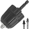 Eumtenr Mandrino autoserrante da 0,8-10 mm 3/8-24UNF per mandrino filettato 3/8-24UNF, con codolo esagonale da 1/4 e adattatore di conversione rapida SDS Plus (nero)