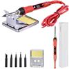 AUBEST Stazione di Saldatura, Kit saldatore da 80 W, elemento riscaldante in ceramica Saldatura a temperatura regolabile LCD, saldatore con punte di saldatura(Oringe)