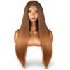 Ser Mulher Parrucca Donna Front Lace 60 cm, Capelli Lunghi Lisci Naturali - Termofibra Resistente al Calore 180° - Effetto Reale, Morbida e Modellabile - Uso Quotidiano, Annabelle, (Castano Degradee), ANNABELLE